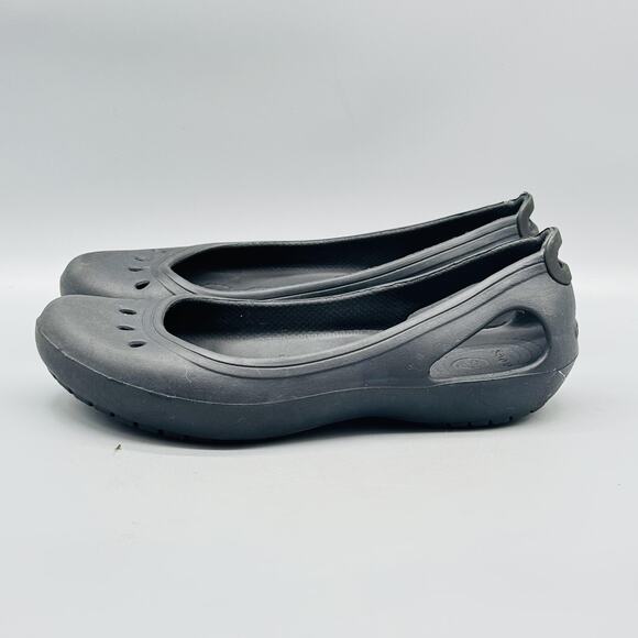 Crocs Shoes Womens 6 Black Kadee Slip On Ballet Flats Comfort Casual Lightweight - Picture 5 of 13